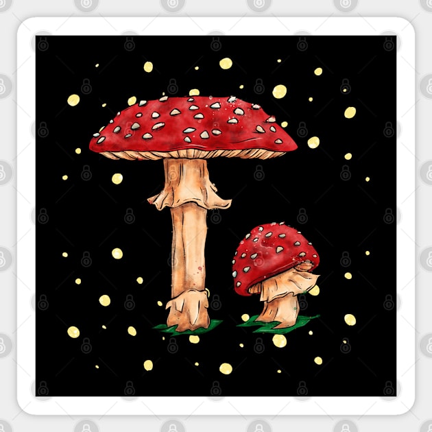 Amanita muscaria mushrooms, red fly agaric Sticker by NadiaChevrel